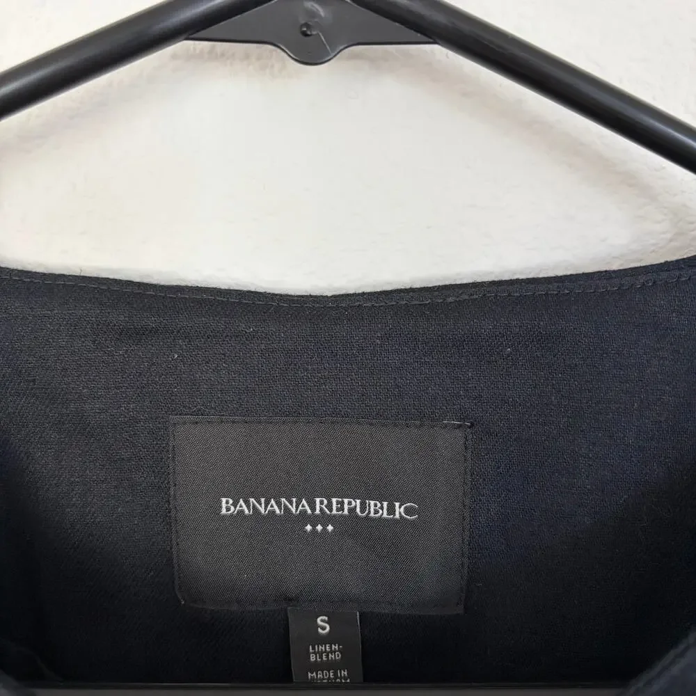 Banana Republic Factory Black Linen Blend Long Cutaway Vest (S) - Picture 3 of 7